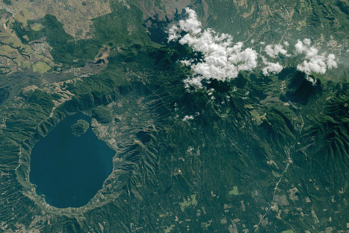 NASA satellite image: Lake Coatepeque crater, El Salvador
