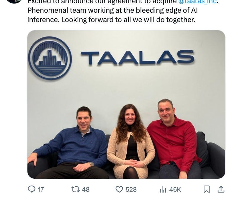 AMD 收购 Taalas：芯片厂第一次开始为